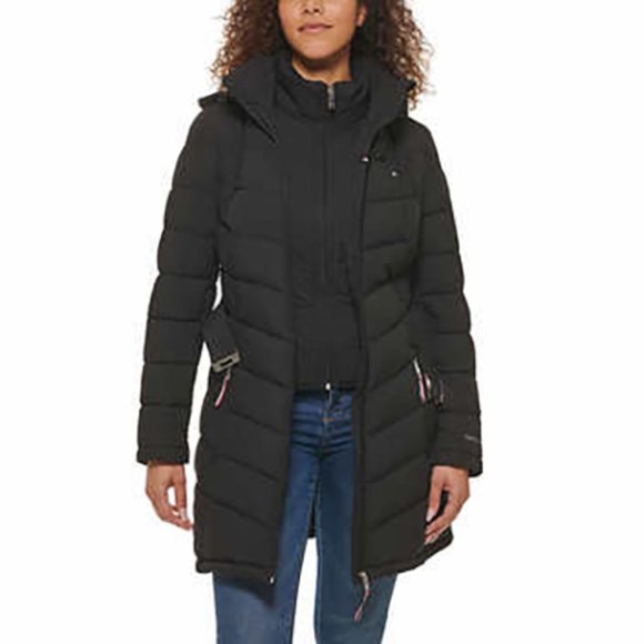 BLACK NWT Ladies' Belted Puffer Jacket Tommy Hilfiger - Picture 6 of 16